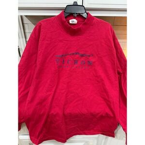 Vtg Red VICHON NAPA VALLEY Mock‎ Neck Long Sleeve Cotton Sweatshirt L